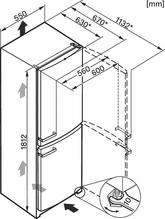 Jääkaappipakastin 55cm