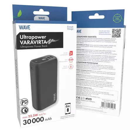 WAVE ULTRAPOWER 30000MAH LISÄVIRTA - Kaapelit ja laturit - 6418312171181 - 2