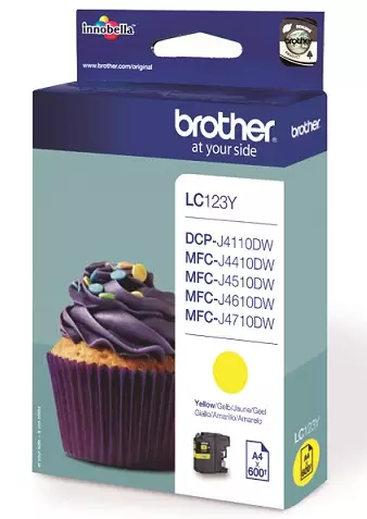 BROTHER LC123Y YELLOW VÄRIAINEKASETTI - Musteet, paperit ja väripatruunat - 4977766713924 - 1