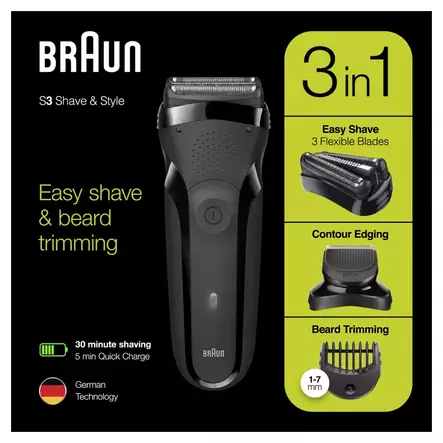BRAUN PARRANAJOKONE 300BT Shave&Style SERIES-3 - Parranajokoneet - 4210201276357 - 1