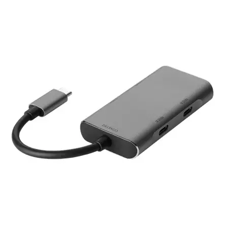 DELTACO USB-C JA USB-A HUB HARMAA - Kaapelit ja adapterit - 7333048047519 - 1
