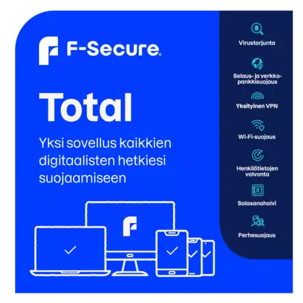 F-SECURE TOTAL (2 vuotta / 3 laitetta) E-KEY - Tietoturva ja antivirus - 6430052574169 - 1