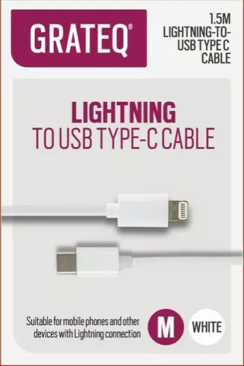 GRATEQ LIGHTNING USB-C KAAPELI 1.5M - Kaapelit ja laturit - 6438327850079 - 1